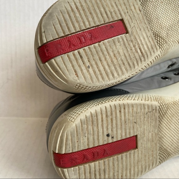 Prada Metallic Silver Gray Sneakers - Picture 9 of 12